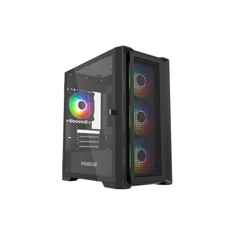 Компьютерный корпус Powercase ALISIO Micro X4B V2 TG ARGB Black (CAMCXB-A4)