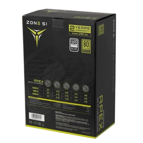 Блок питания Zone 51 800W Apex 80Plus Bronze (Z51BRZ800BK)