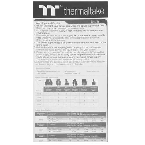 Блок питания Thermaltake 650W Smart BM3 0550 (PS-SPD-0650MNFABE-3) 16 Pin (PCIe 5.0 Connector Cable Details)