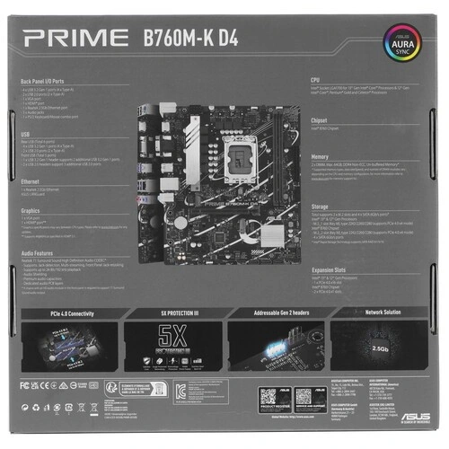 Материнская плата ASUS PRIME B760M-K D4 (90MB1DS0-M0EAY0)