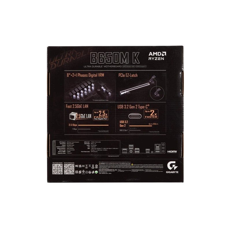 Материнская плата Gigabyte B650M K документация, задняя планка, кабель SATA
