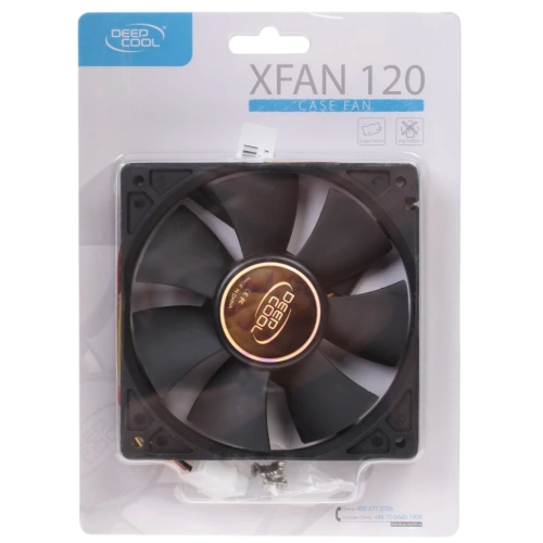 Вентилятор для корпуса Deepcool XFAN120 Black документация, комплект крепежа, переходник на Molex