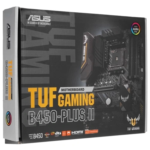 Материнская плата ASUS TUF GAMING B450-PLUS II 2 x кабель SATA, диск с ПО, документация, задняя планка, крепеж для разъема M.2
