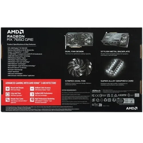 Видеокарта ASRock (RX7650GRE CL 8GO) Radeon RX 7650 GRE 8GB Challenger OC