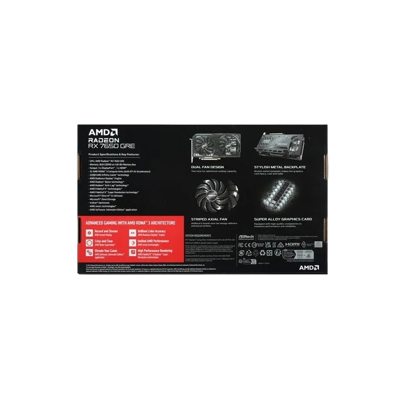 Видеокарта ASRock (RX7650GRE CL 8GO) Radeon RX 7650 GRE 8GB Challenger OC