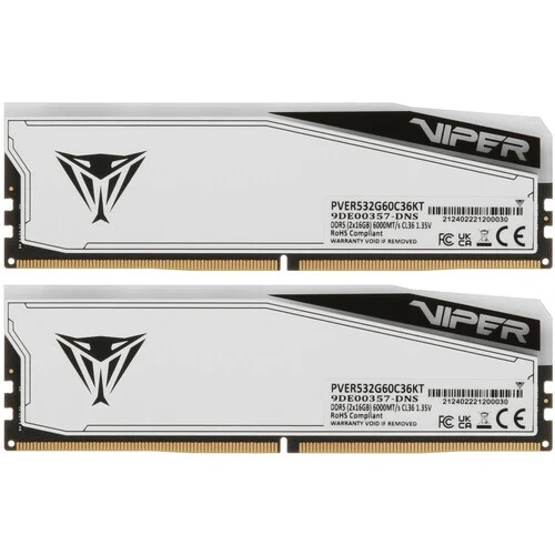 Оперативная память 32 Gb 6000 MHz PATRIOT VIPER ELITE 5 TUF GAMING RGB White (PVER532G60C36KT)
