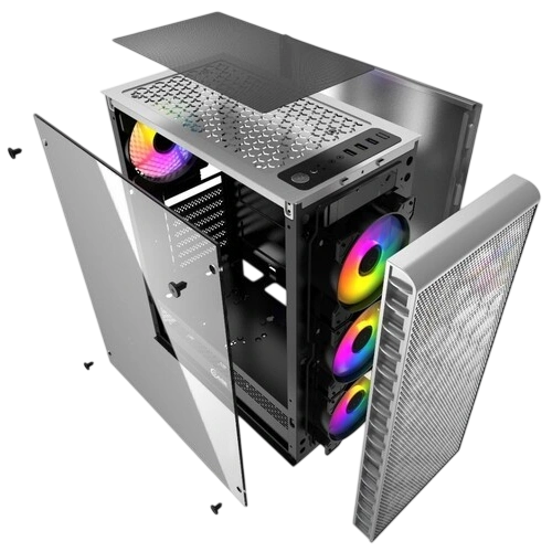 Компьютерный корпус Powercase Mistral MESH Z4С TG LED White (CMIZ4CW-L4)