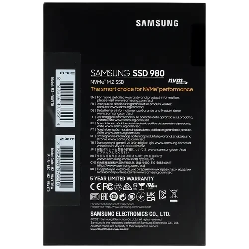 Твердотельный накопитель Samsung 1000 Gb 980 (MZ-V8V1T0BW) BOX