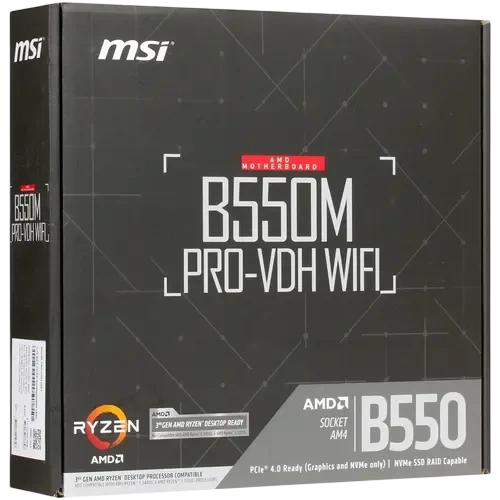 Материнская плата MSI B550M PRO-VDH WIFI 2 x кабель SATA, антенна Wi-Fi, диск с ПО, документация