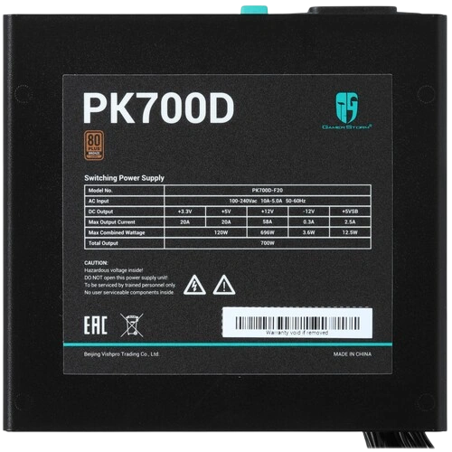 Блок питания Deepcool 700W PK700D (R-PK700D-FA0B-WGEU) документация