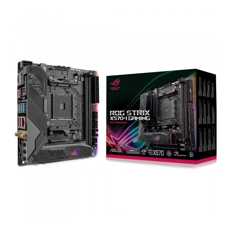 Материнская плата ASUS ROG STRIX X570-I GAMING 4 x кабель SATA, антенна Wi-Fi, диск с ПО, документация, задняя планка, удлинитель для ARGB