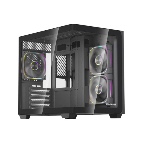 Компьютерный корпус Powercase Vision Micro M5B Curved Glass Black (CVMM5B-A3)