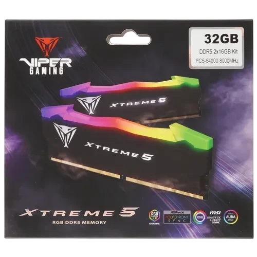 Оперативная память 32 Gb 8000 MHz PATRIOT VIPER XTREME 5 RGB (PVXR532G80C38K)