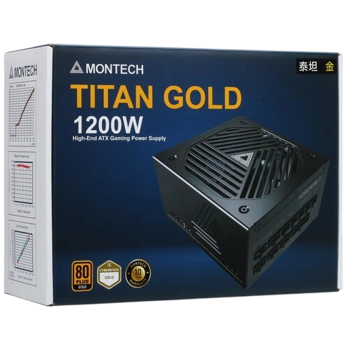 Блок питания Montech 1200W TITAN GOLD Black (TIS0126) 16 Pin (PCIe 5.0 Connector Cable Details) документация, комплект кабелей, чехол