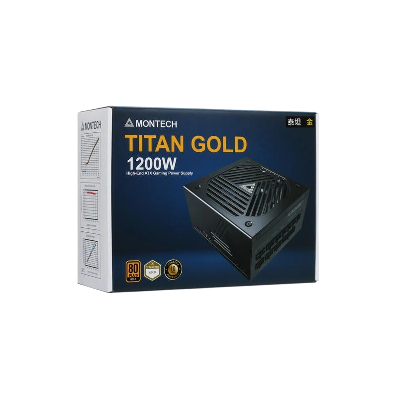 Блок питания Montech 1200W TITAN GOLD Black (TIS0126) 16 Pin (PCIe 5.0 Connector Cable Details) документация, комплект кабелей, чехол