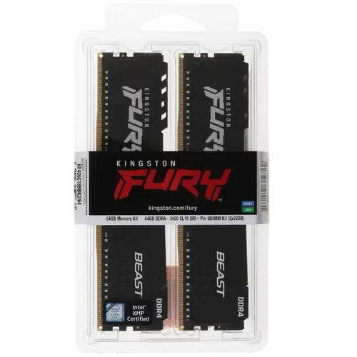 Оперативная память 64 Gb 3600 MHz Kingston FURY Beast Black (KF436C18BBK2/64)