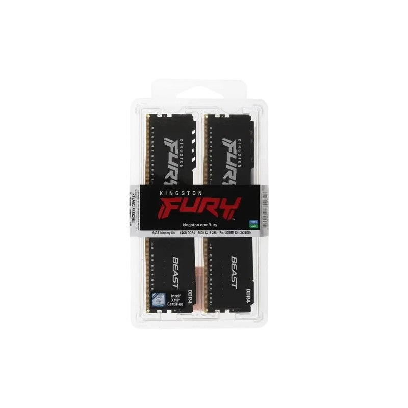 Оперативная память 64 Gb 3600 MHz Kingston FURY Beast Black (KF436C18BBK2/64)