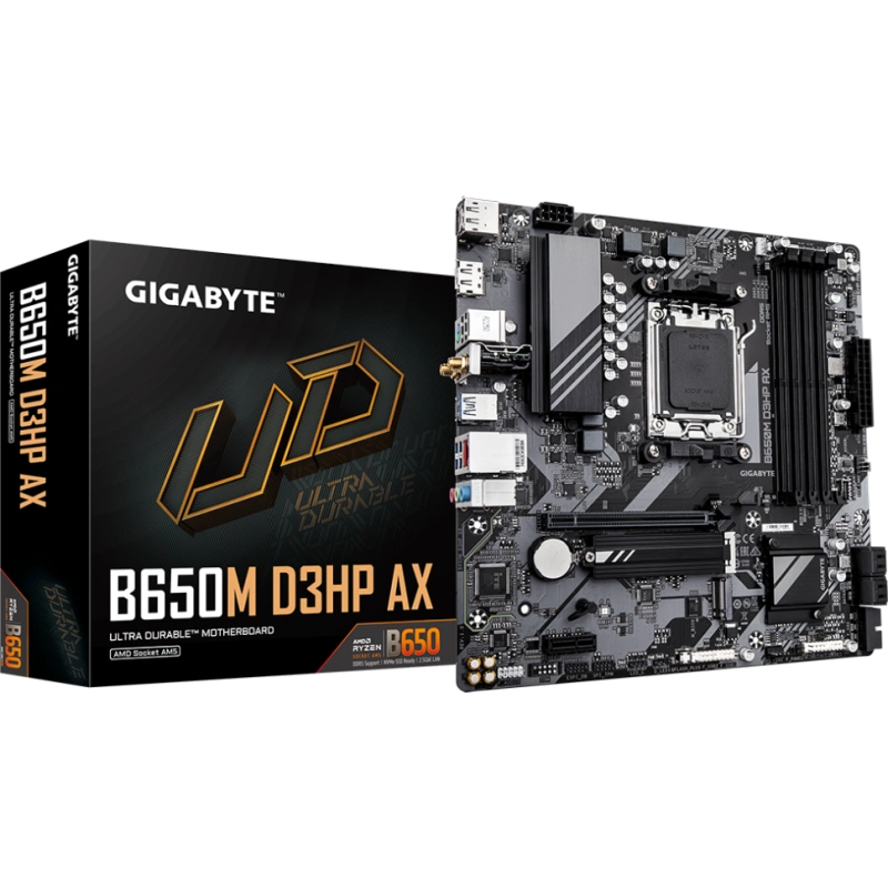 Материнская плата Gigabyte B650M D3HP AX антенна Wi-Fi, документация, задняя планка, кабель SATA