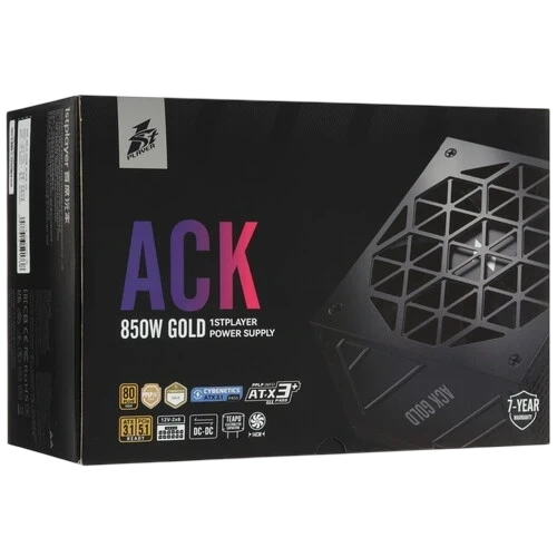 Блок питания 1STPLAYER 850W ACK GOLD Black (HA-850BA2-BK) 16 Pin (PCIe 5.0 Connector Cable Details) документация, кабельные стяжки, комплект кабелей, комплект крепежа