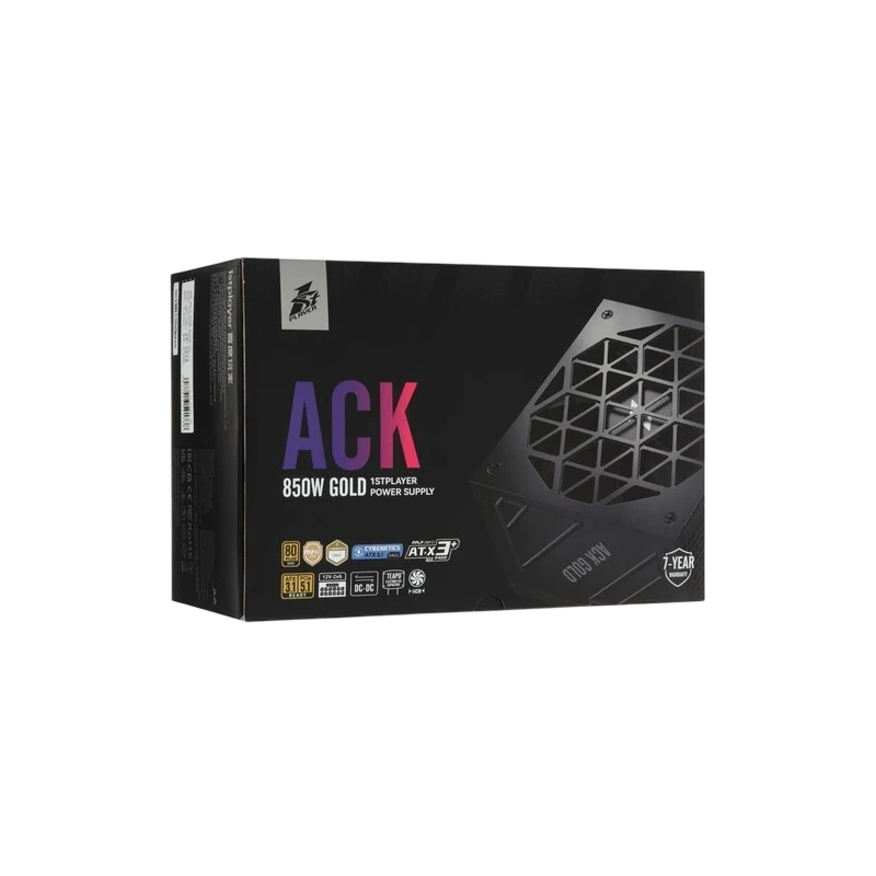 Блок питания 1STPLAYER 850W ACK GOLD Black (HA-850BA2-BK) 16 Pin (PCIe 5.0 Connector Cable Details) документация, кабельные стяжки, комплект кабелей, комплект крепежа