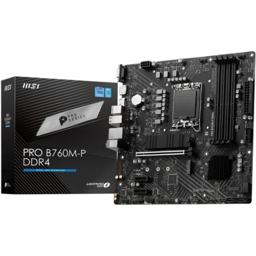 Материнская плата MSI PRO B760M-P DDR4 документация, задняя планка, кабель SATA, крепеж для разъема M.2