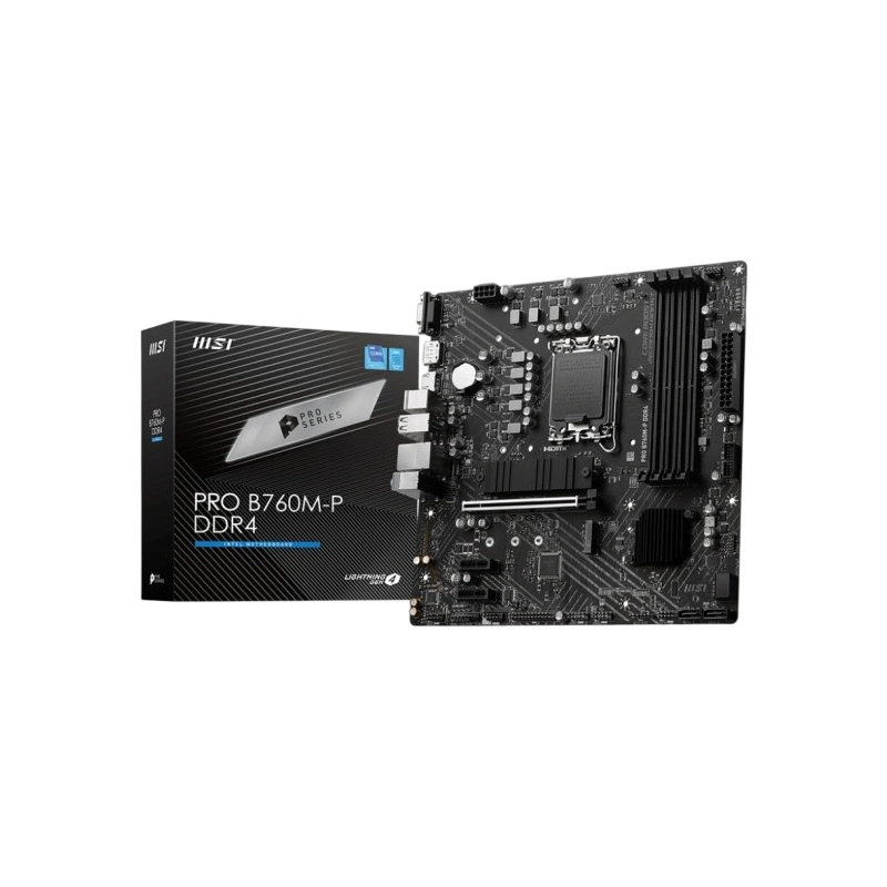 Материнская плата MSI PRO B760M-P DDR4 документация, задняя планка, кабель SATA, крепеж для разъема M.2
