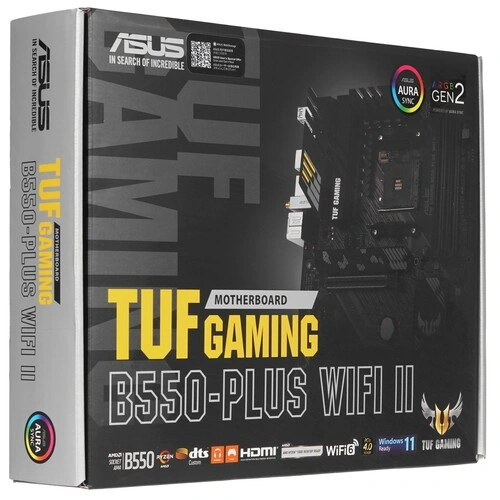 Материнская плата ASUS TUF GAMING B550-PLUS WIFI II 2 x кабель SATA, антенна Wi-Fi, диск с ПО, документация