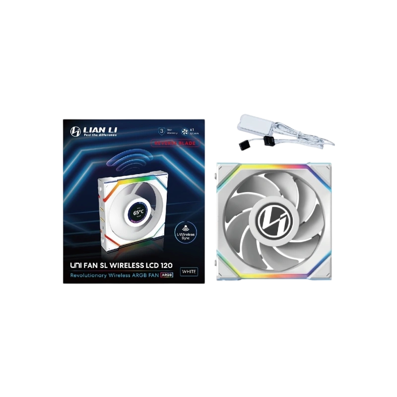 Вентилятор для корпуса Lian Li UNI FAN SL WIRELESS LCD 120 Reverse Blade ARGB White 12RSLLCD1W1W (G99.12RSLLCD1W1W.R0)