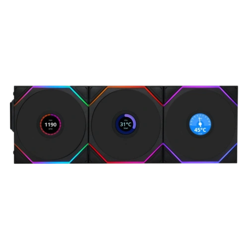 Комплект вентиляторов для корпуса Lian Li UNI FAN TL WIRELESS LCD 120 12TLLCD1W3B ARGB Black (G99.12TLLCD1W3B.R0)