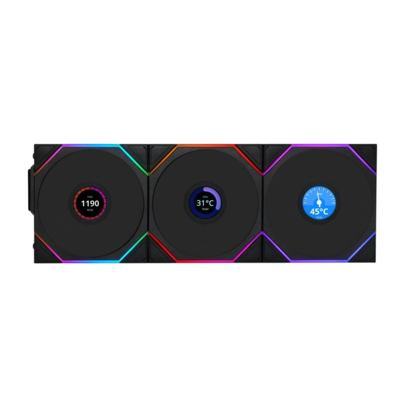 Комплект вентиляторов для корпуса Lian Li UNI FAN TL WIRELESS LCD 120 12TLLCD1W3B ARGB Black (G99.12TLLCD1W3B.R0)