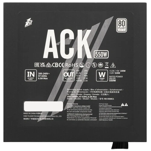 Блок питания 1STPLAYER 550W ACK Black (HA-550AC1) документация, комплект крепежа