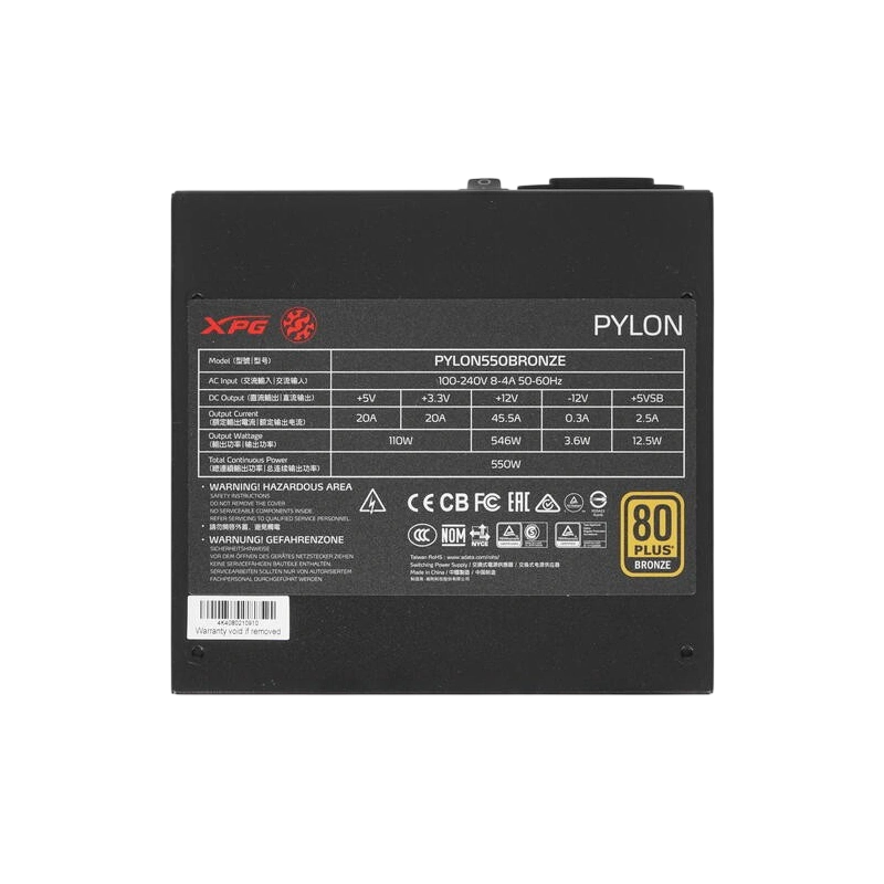 Блок питания ADATA XPG 550W PYLON (PYLON550B-BKCEU) документация, комплект крепежа