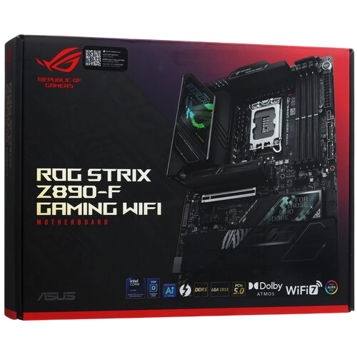 Материнская плата ASUS ROG STRIX Z890-F GAMING WIFI (90MB1I40-M0EAY0) 2 x кабель SATA, антенна WiFi, брелок, документация, комплект наклеек, стяжки для кабелей