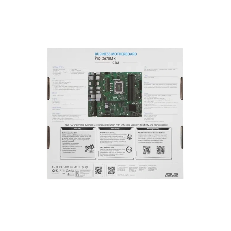 Материнская плата ASUS PRO Q670M-C-CSM (90MB19E0-M2EAYC) x кабель SATA, диск с ПО, документация, задняя планка