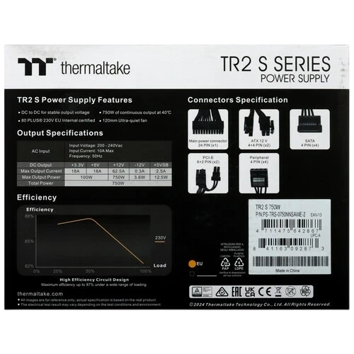 Блок питания Thermaltake 750W TR2 S 750 (PS-TRS-0750NNSAWE-2)