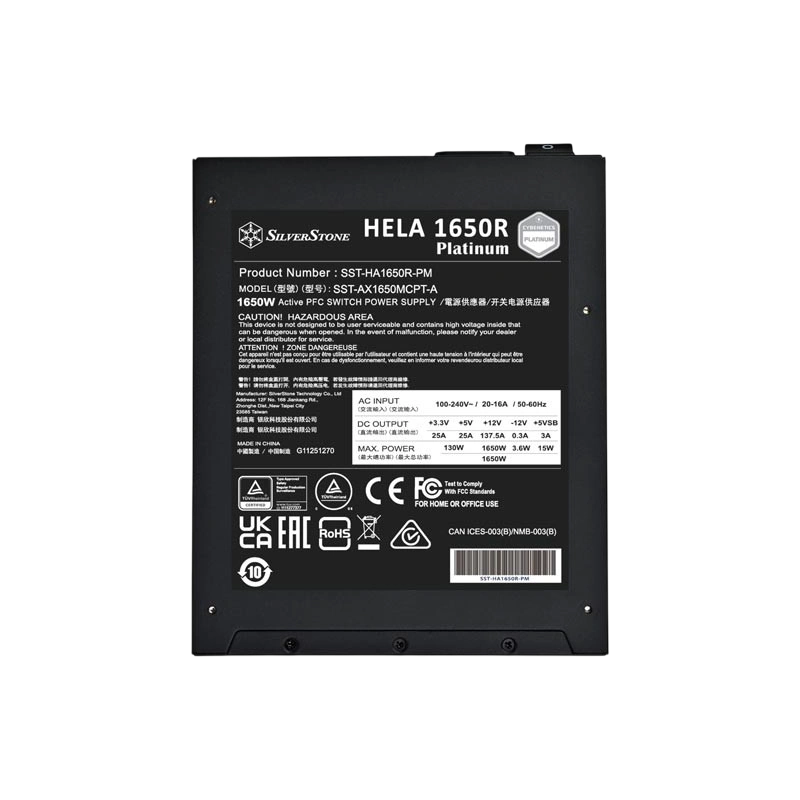 Блок питания Silverstone 1650W HELA (SST-HA1650R-PM) (G540HA165R0M220) 16 Pin (PCIe 5.0 Connector Cable Details) документация, кабельные стяжки, комплект кабелей