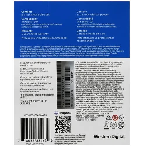 Твердотельный накопитель Western Digital 500 Gb Blue (WDS500G3B0A)