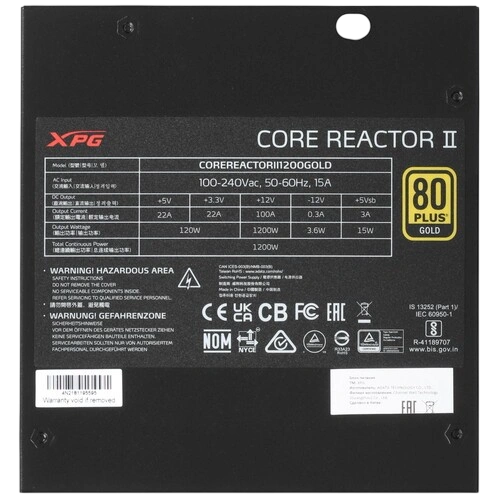 Блок питания ADATA XPG 1200W CORE REACTOR II 1200 (COREREACTORII1200G-BKCEU) 16 Pin (PCIe 5.0 Connector Cable Details) документация, комплект кабелей