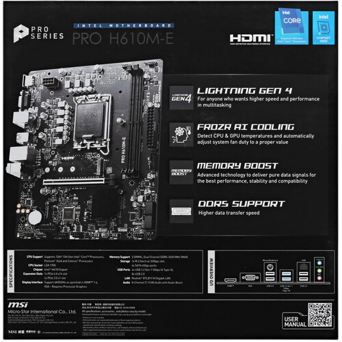 Материнская плата MSI PRO H610M-E