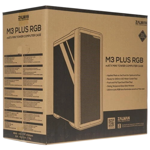 Компьютерный корпус Zalman M3 Plus RGB TG Black