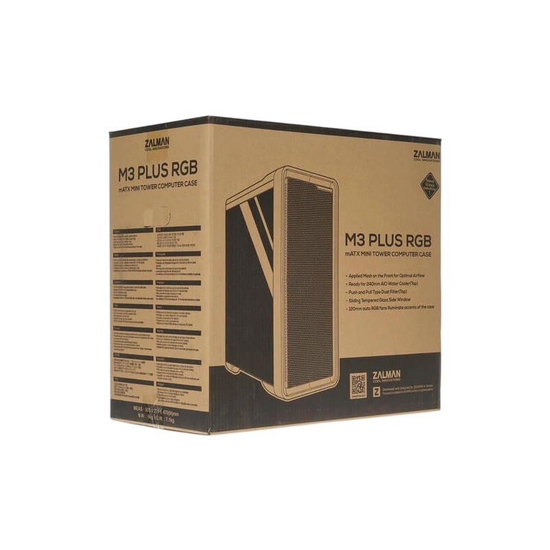 Компьютерный корпус Zalman M3 Plus RGB TG Black