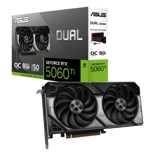 Видеокарта ASUS (DUAL-RTX5060TI-O8G) GeForce RTX 5060 Ti 8GB DUAL OC (90YV0MP2-M0NA00)