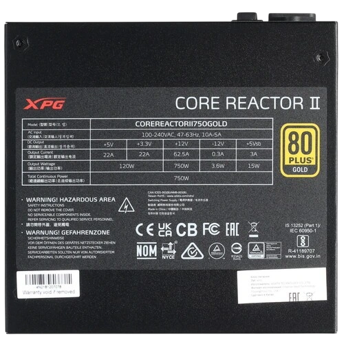 Блок питания ADATA XPG 750W CORE REACTOR II 750 (COREREACTORII750G-BKCEU) (PCIe 5.0 Connector Cable Details)