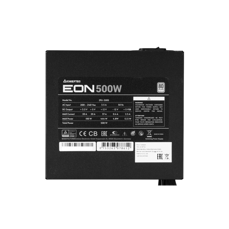Блок питания Chieftec 500W Eon Black (ZPU-500S) документация, комплект крепежа