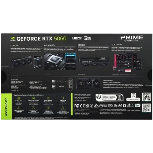 Видеокарта ASUS (PRIME-RTX5060-O8G) GeForce RTX 5060 8GB PRIME OC (90YV0N10-M0NA00)