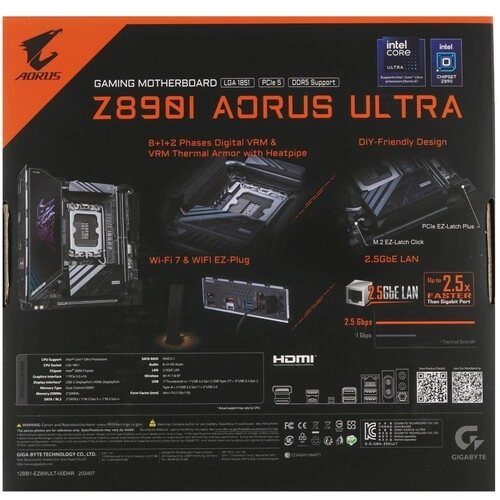 Материнская плата Gigabyte Z890I AORUS ULTRA антенна Wi-Fi, документация