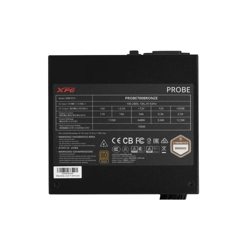 Блок питания ADATA XPG 700W PROBE (PROBE700B-BKCEU) документация