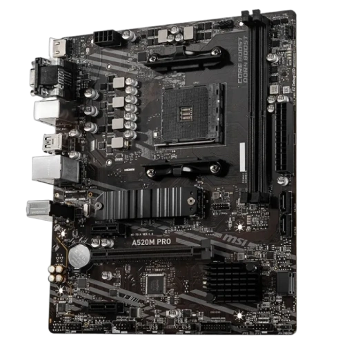 Материнская плата MSI A520M PRO x кабель SATA, диск с ПО, документация, задняя планка