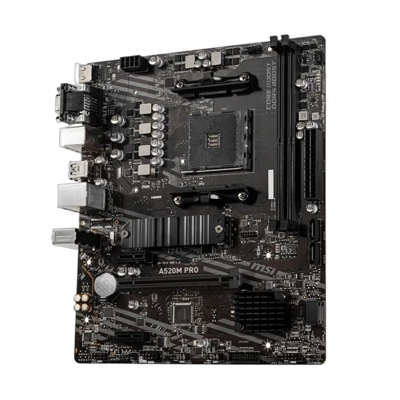 Материнская плата MSI A520M PRO x кабель SATA, диск с ПО, документация, задняя планка