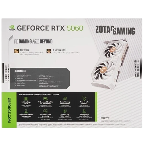 Видеокарта ZOTAC (ZT-B50600Q-10M) GeForce RTX 5060 8GB Twin Edge OC WHITE ED